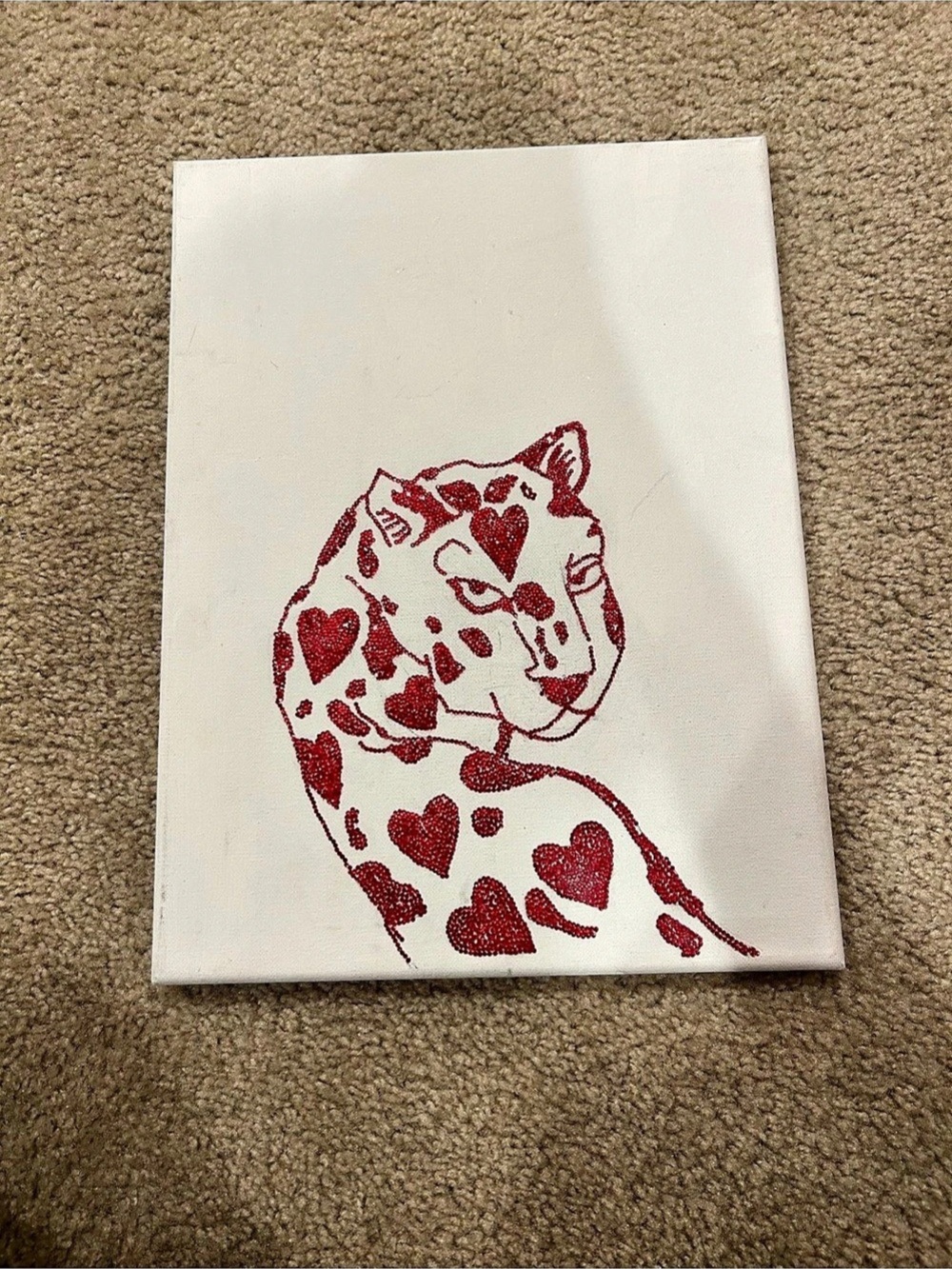 Red Floral Cat Art Print